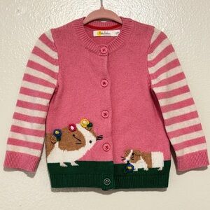 knit cardigan Mini boden hamster and franch stitch flower 12-18M